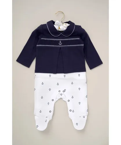 Rock A Bye Baby Boys Nautical Print All in One - Navy