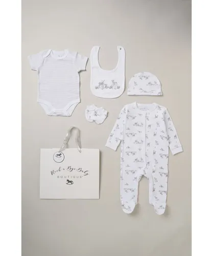 Rock A Bye Baby Childrens Unisex Deer Print 5-Piece Hanging Gift Set - White