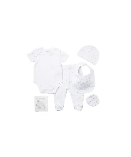 Rock A Bye Baby Unisex Bear Embroidered Cotton 6-Piece Gift Set - White