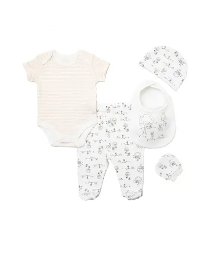 Rock A Bye Baby Unisex Cream Bee and Bunny Print Cotton 6-Piece Gift Set