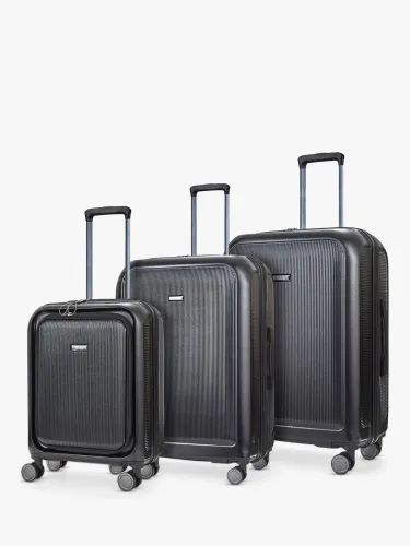Rock Austin 8-Wheel Hard Shell Suitcase, Set of 3 - Black - Unisex