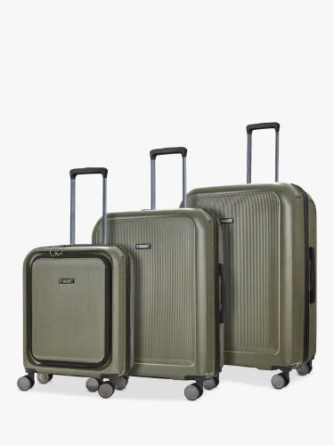 Rock Austin 8-Wheel Hard Shell Suitcase, Set of 3 - Olive Green - Unisex