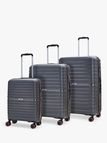 Rock Hydra Lite 8-Wheel Hard Shell Suitcase, Set of 3 - Charcoal - Unisex