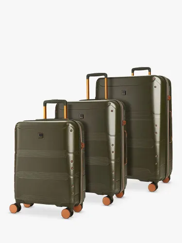Rock Mayfair 8-Wheel Hard Shell Suitcase, Set of 3 - Khaki - Unisex