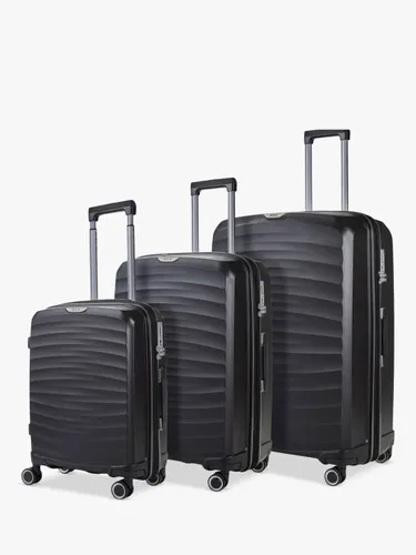 Rock Sunwave 8-Wheel Expandable Hard Shell Suitcase, Set of 3 - Black - Unisex