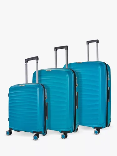 Rock Sunwave 8-Wheel Expandable Hard Shell Suitcase, Set of 3 - Blue - Unisex