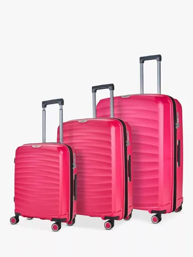 Rock Sunwave 8-Wheel Expandable Hard Shell Suitcase, Set of 3 - Pink - Unisex