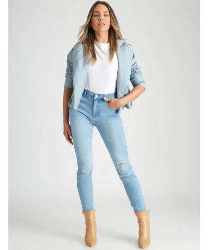 Rockmans - Womens Jeans - Blue Skinny - Solid Cotton Pants - Denim Work Clothes