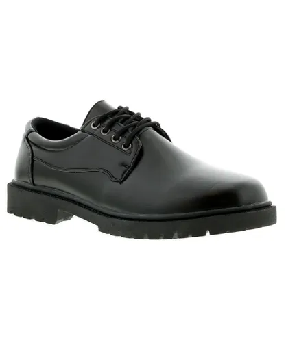 Rockstorm New Mens/Gents Black Lace Up School Shoes With Thick Soles. Wide Fit. Pu