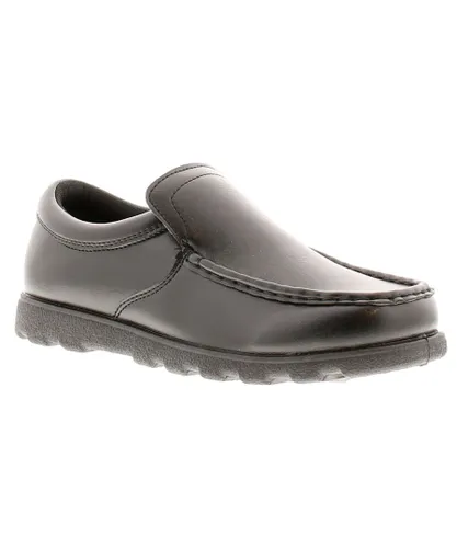 Rockstorm Older Boys Shoes School Valley Jnr Loafer Slip On Black