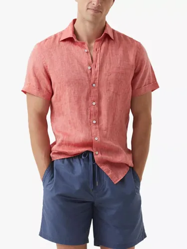 Rodd & Gunn Ellerslie Linen Slim Fit Short Sleeve Shirt - Crimson - Male