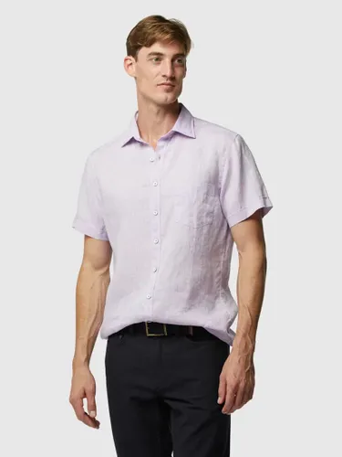 Rodd & Gunn Ellerslie Linen Slim Fit Short Sleeve Shirt - Lilac - Male