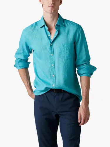 Rodd & Gunn Seaford Long Sleeve Slim Fit Linen Shirt - Teal - Male