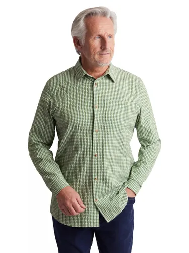 Rohan Isle Long Sleeve Seersucker Gingham Shirt - Alpine Green - Male