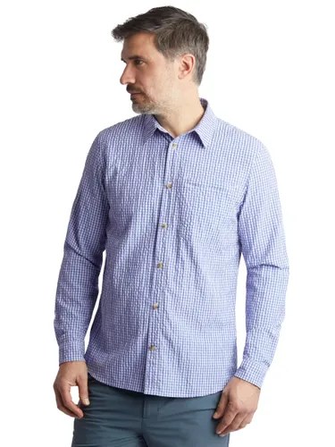 Rohan Isle Long Sleeve Seersucker Gingham Shirt - Eclipse Blue - Male