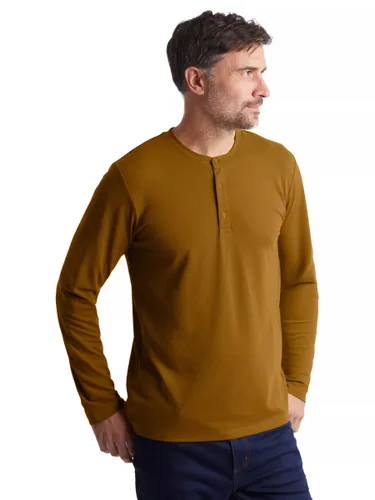 Rohan Newlyn Linen Blend Henley Long Sleeve T-Shirt, Desert Ochre - Desert Ochre - Male