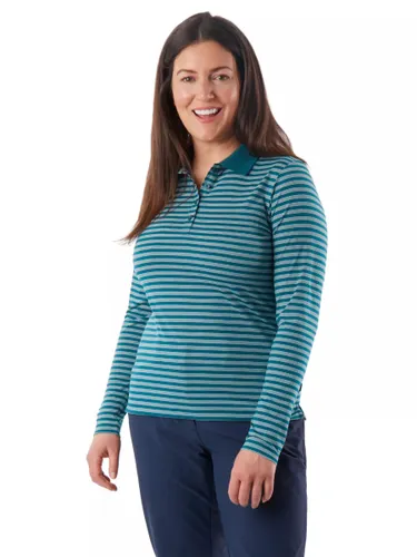 Rohan Shoreline Long Sleeve Stripe Polo Shirt - Teal Blue - Female