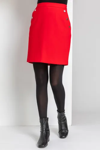Roman A Line Button Detail Skirt in Red 18 female