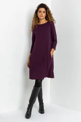 Roman A-Line Pocket Detail Swing Dress in Purple 12 female