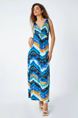 Roman Abstract Print Maxi Stretch Dress in Navy - Size 20 20 female