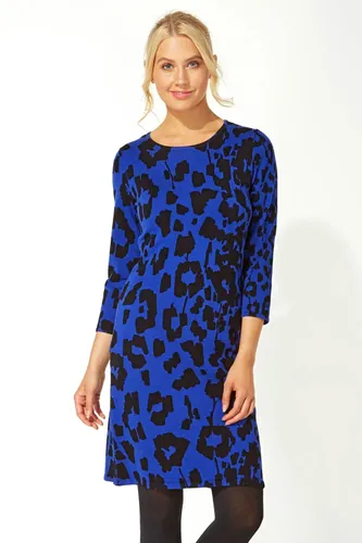 Roman Animal Print Knitted Dress in Royal Blue - Size 18 female