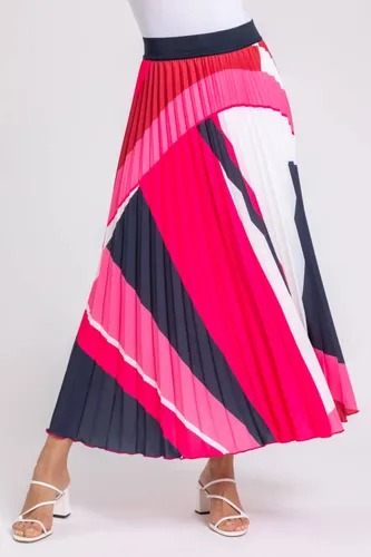 Roman Colourblock Print Pleated Maxi Skirt in Pink 20 female