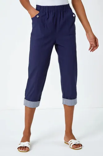 Roman Contrast Detail Cropped Stretch Trouser in Navy 20 female