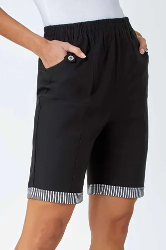 Roman Contrast Detail Stretch Shorts in Black 20 female