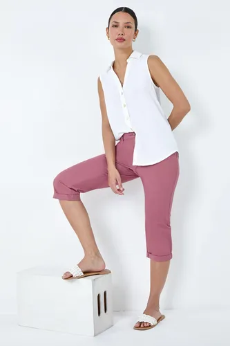 Roman Cotton Blend Cropped Chino Trousers in Rose 10 female