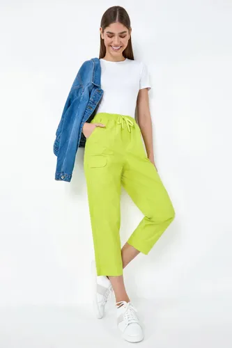 Roman Cotton Cropped Cargo Trousers in Lime 20 female