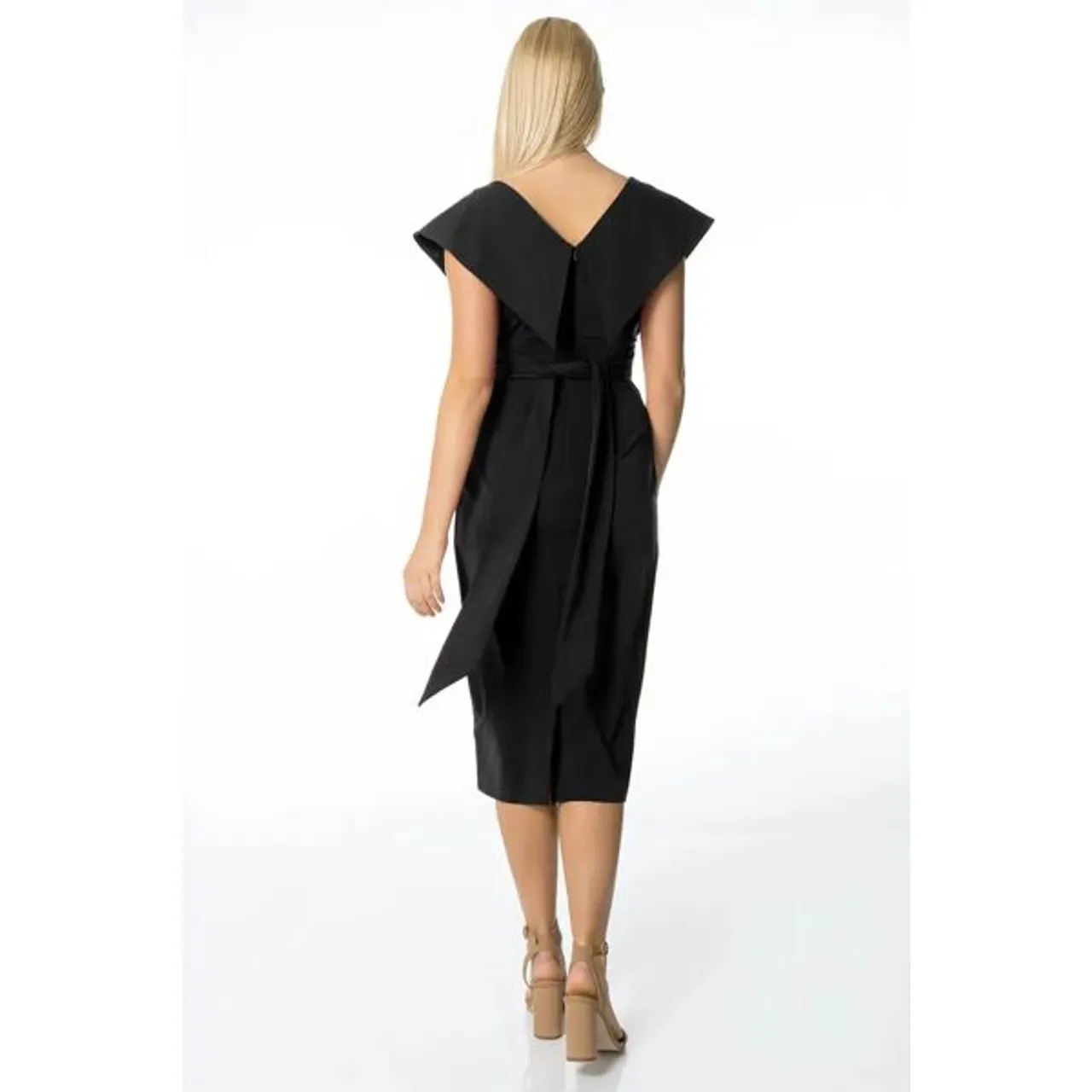 Roman Cross Front Midi Dress in Black - Size 10 10 female