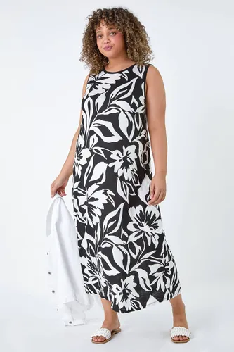 Roman Curve Roman Originals Curve Floral Print Stretch Maxi Dress in Black - Size 2224 2224 female