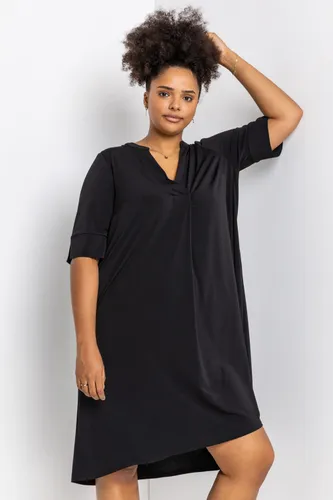 Roman Curve Roman Originals Curve Notch Neck Tunic Dress in Black - Size 2628 female