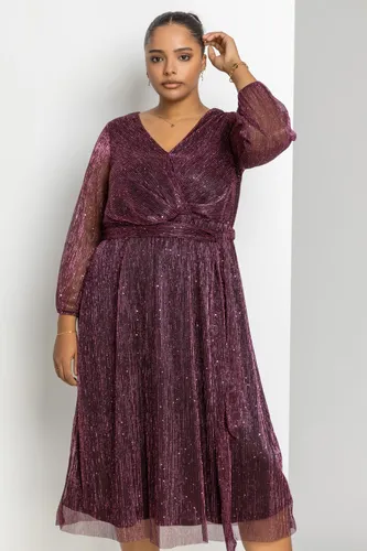 Roman Curve Roman Originals Curve Plisse Wrap Midi Dress in Pink - Size 3032 3032 female