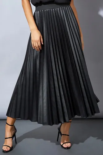Roman Faux Leather Pleated Maxi Skirt in Black 12 female