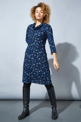 Roman Floral Cowl Neck Dress in Navy - Size 20 female