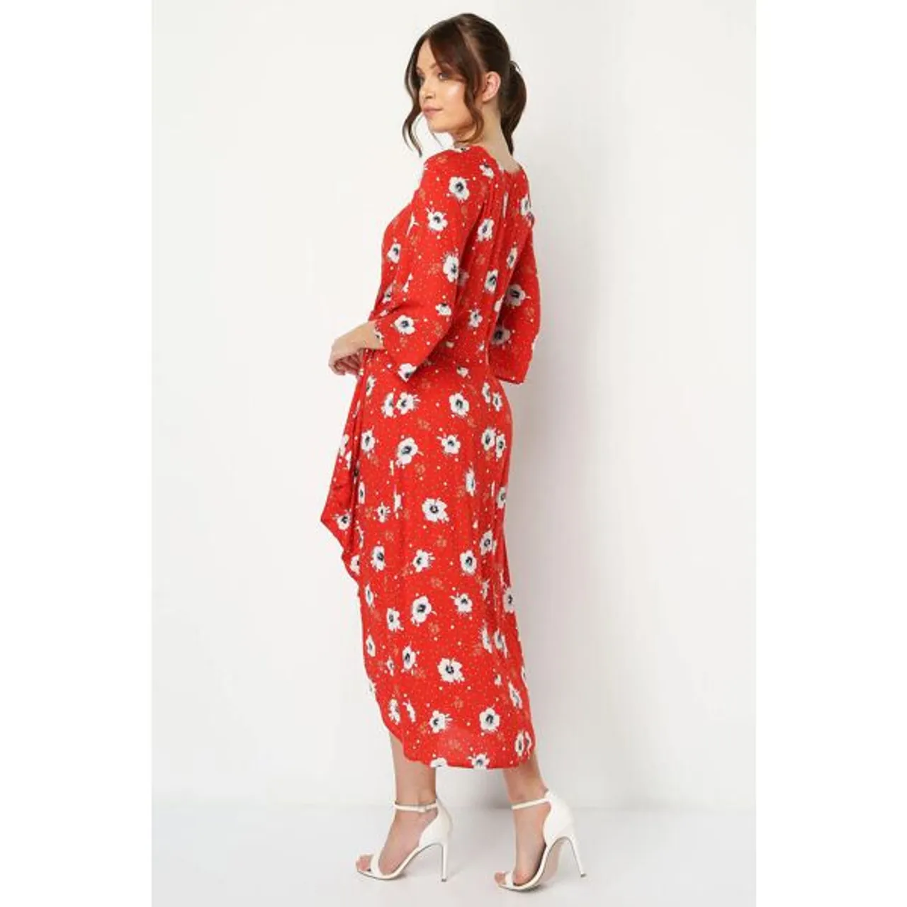 Roman Floral Knot Waist Maxi Dress in Red - Size 10 10 female