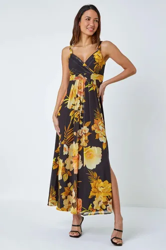 Roman Floral Print Stretch Maxi Dress in Yellow 20 female