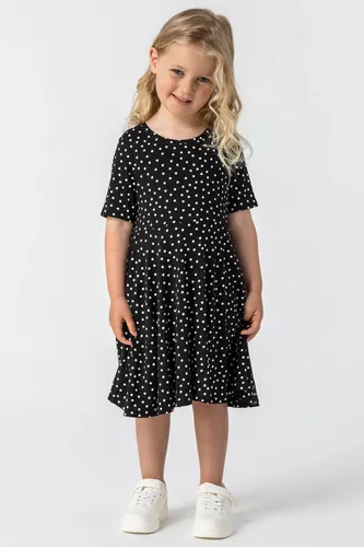 Roman Girls Polka Dot Skater Dress in Black - Size 2-4 2-4 female