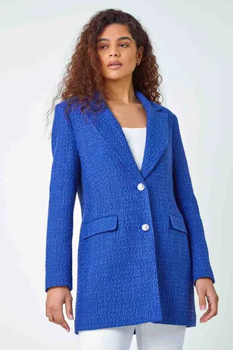 Roman Longline Boucle Textured Jacket in Blue 10 female