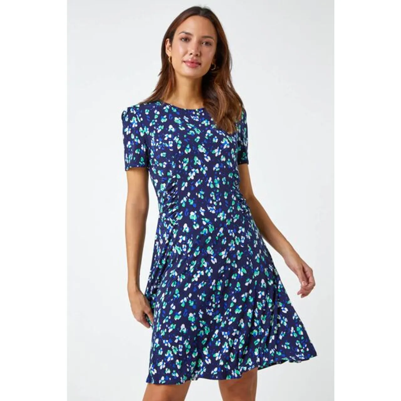 Roman Panelled Ditsy Floral Print Dress in Navy - Size 18 18 female