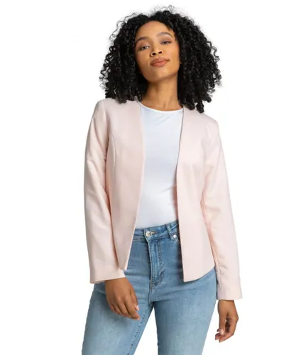Roman Petite Womens Button Detail Textured Jacket - Pink