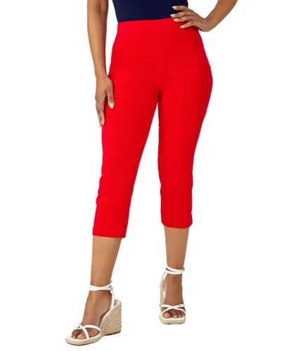 Roman Petite Womens Cropped Stretch Trouser - Red Viscose