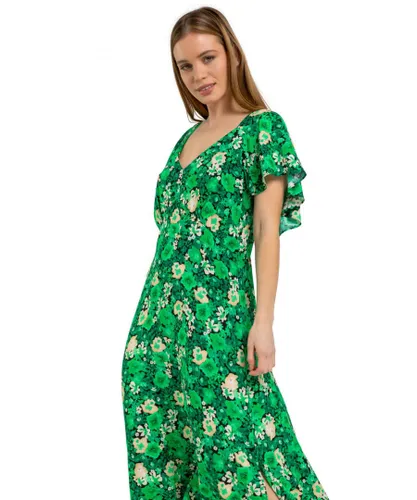 Roman Petite Womens Ditsy Floral Print Maxi Dress - Green
