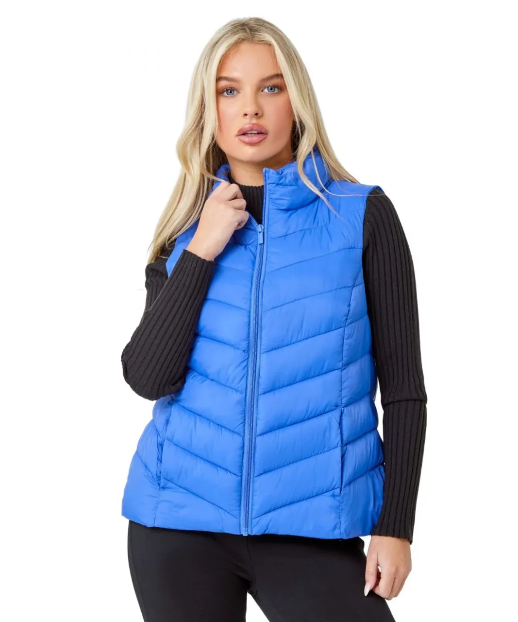 Roman Petite Womens Quilted Padded Gilet - Blue