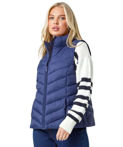 Roman Petite Womens Quilted Padded Gilet - Navy