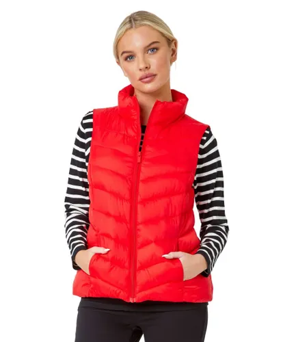 Roman Petite Womens Quilted Padded Gilet - Red