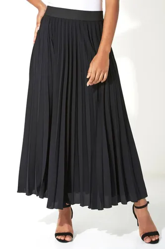 Roman Pleated Maxi Skirt in Black 12 female