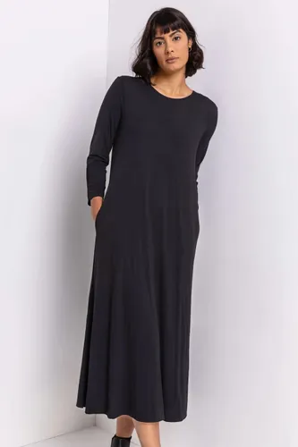 Roman Pocket Jersey Midi Dress in Black female