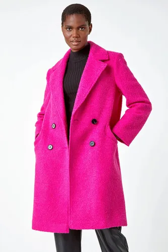 Roman Relaxed Double Breasted Boucle Coat in Cerise 18 female